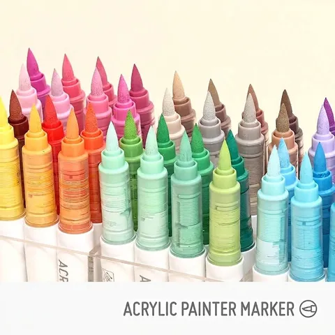 Ensemble de Feutres Acryliques Professionnels Liquides Séchage Rapide Pointe Pinceau Marqueurs de Peinture Multicolores pour Art École Dessin DIY
