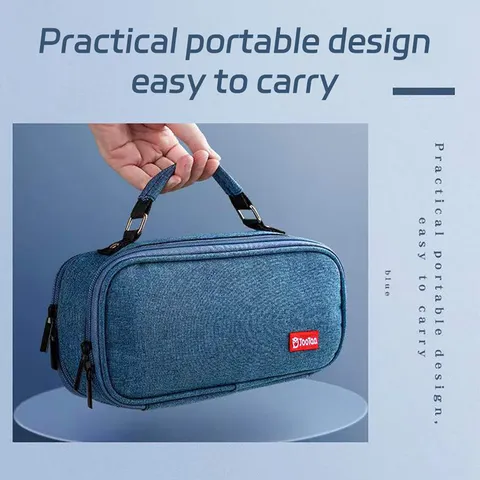 Estuche de Lápices de Gran Capacidad de Tela Oxford de Estilo Coreano Cinco Capas Bolsa de Almacenamiento de Papelería Con Asa Para Estudiantes Niños