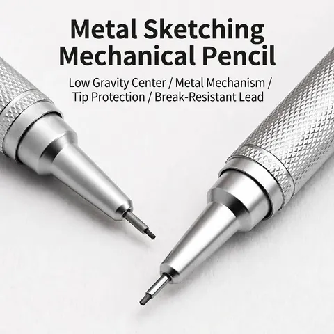 Professional All-Metal Mechanical Pencil For Drawing Writing 0.3 0.5 0.7 Low Center Of Gravity Non-Slip Knurled Grip Drafting Pencil Languo