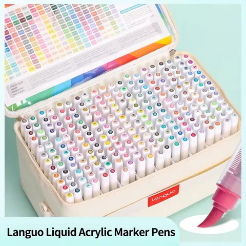 Acrylic Marker Set With Soft Brush Tip Direct Liquid Multicolor Painting Pens Gift Set For Art Students DIY Stone Shell Painting