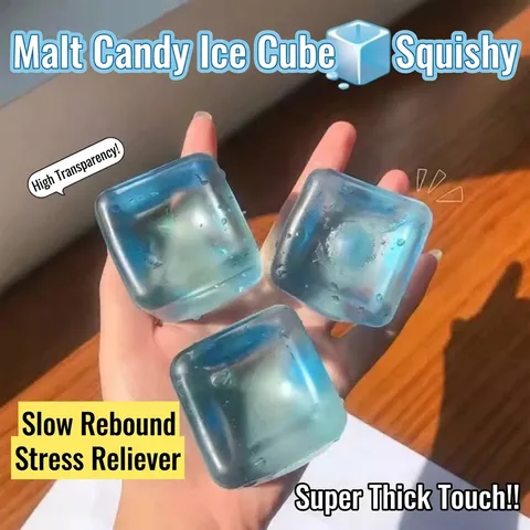 Water Cube Ice Block Squishy Stress Relief Toy Transparent Maltose Slow Rebound Sensory Squeeze Toy For Adults Office Gift