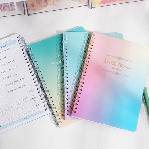 Undatierter Wochenplaner Spiralbindung A5 Terminkalender 100GSM Dickes Papier Ziel-Tracker Journal Akademisches Tagebuch Für Büro