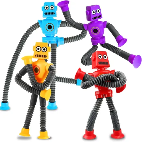 Kunststoff Roboter Pop Tubes Spielzeug Saugnapf Sensorisch Dehnen Stressabbau Leuchten Dekompression Spielzeug Für Kinder
