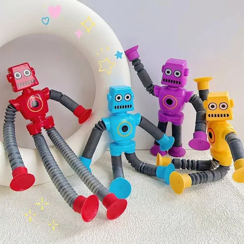 Kunststoff Roboter Pop Tubes Spielzeug Saugnapf Sensorisch Dehnen Stressabbau Leuchten Dekompression Spielzeug Für Kinder