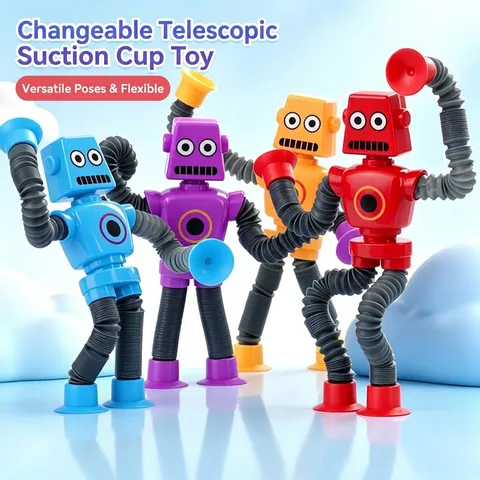 Suction Cup Telescopic Tube Robot Toys Giraffe Alien Animal Shape Stretchable Bellows Sensory Fidget Toys For Stress Relief Kids Gift