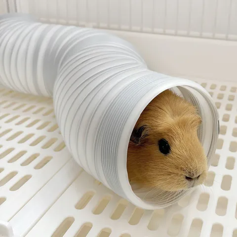 Telescopic Small Pet Play Tunnel Toy For Guinea Pigs Rabbits Ferrets Retractable White Plastic Wire Tube Toy For Small Animals