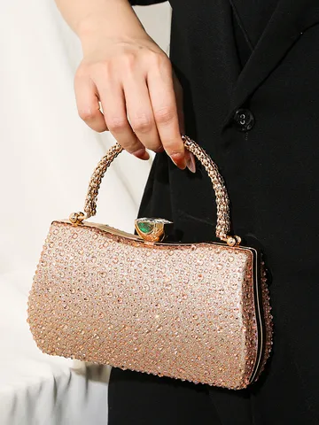Luxus Strass Abendtasche Glamouröse Doppelseitige Kristall Clutch Für Damen Elegante Hochzeit Party Hartschale Metall Handtasche
