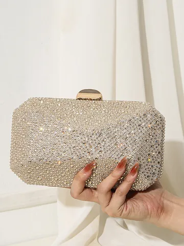 Luxus Strass Abendtasche Funkelnde Legierung Clutch Glamouröse Bankett Handtasche Kette Umhängetasche Für Party Hochzeit Damen