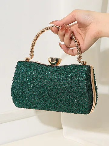 Luxus Strass Abendtasche Glamouröse Doppelseitige Kristall Clutch Für Damen Elegante Hochzeit Party Hartschale Metall Handtasche
