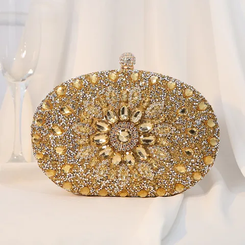 Luxus Strass Blume Abendtasche Legierung Hartschale Floral Handtasche Für Damen Hochzeit Party Bankett Portemonnaie Geschenk