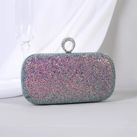 Luxus Strass Fingerring Clutch Abendtasche Für Damen Glänzende Pailletten Bankett Party Hochzeit Formelle Kleid Handtasche