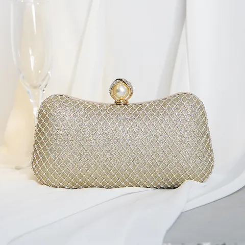 Vintage PU Strass Abendtasche Luxuriöse Bunte Netz Kristall Verschluss Perle Schulter Umhängetasche Hochzeit Braut Bankett Clutch Für Damen
