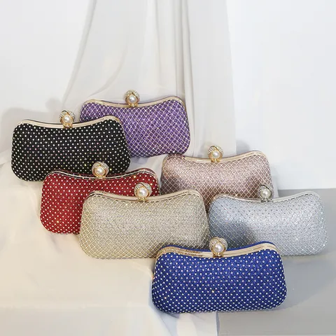 Vintage PU Strass Abendtasche Luxuriöse Bunte Netz Kristall Verschluss Perle Schulter Umhängetasche Hochzeit Braut Bankett Clutch Für Damen