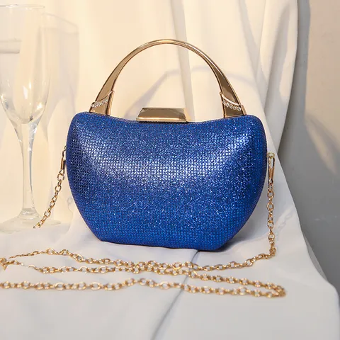 Vintage PU Leder Strass Abendtasche Glänzend Vollmetall Ringgriff Schloss Kupplungstasche Für Damen Hochzeit Party Luxus Handtasche