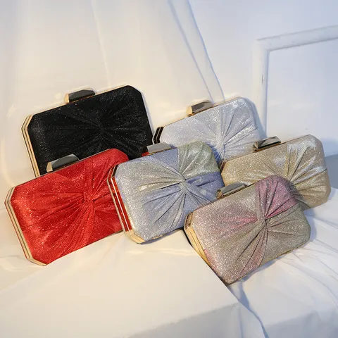 Retro Plissiert Gewebt Abendtasche Für Damen Glitzer Satin Futter Eckig Bankett Umhängetasche Mit Verschluss Elegante Schultertasche Für Hochzeit Party