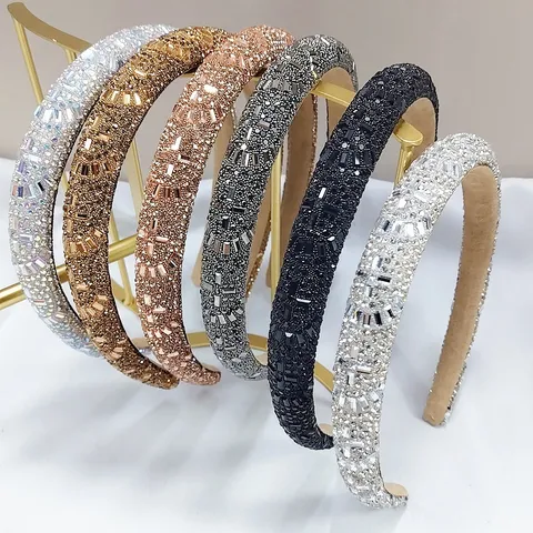Luxus Gepolstertes Kristall Strass Haarreif Für Damen Mode Geometrischer Gepolsterter Haarschmuck Tägliche Party Kopfschmuck