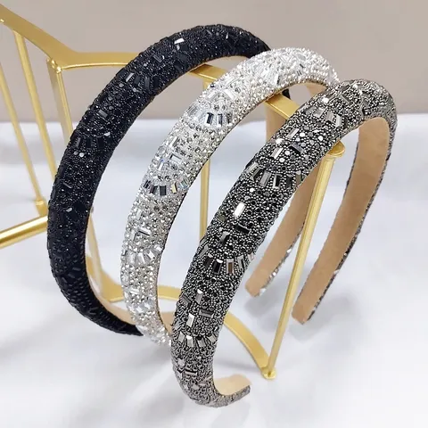 Luxus Gepolstertes Kristall Strass Haarreif Für Damen Mode Geometrischer Gepolsterter Haarschmuck Tägliche Party Kopfschmuck