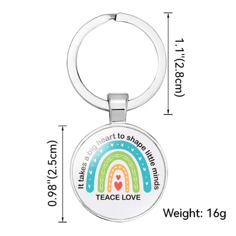 Teacher Appreciation Keychain Zinc Alloy Round Pendant Inspirational Quote Key Ring Metal Gift For Teachers