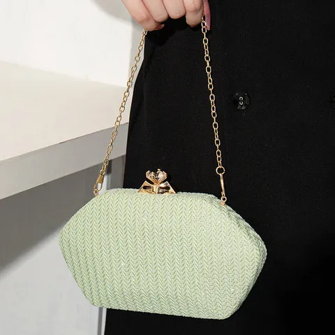 Elegante PU Strass Abendtasche Für Damen Geflochtene Textur Glitzer Formelle Bankett Party Handtasche Mit Kette