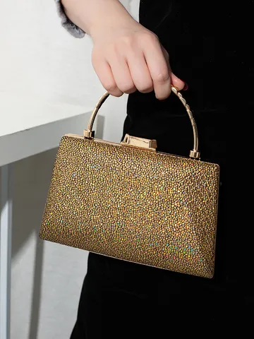 Elegante Mattierte PU Riss Abend Clutch Tasche Luxus Quadratische Hartschale Handtasche Mit Metallgriff Für Bankett Party Damen