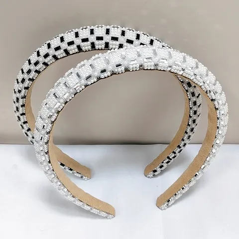 Elegante Strass Kunstmatig Kristal Haarband Voor Vrouwen Gewatteerde High Skull Top Haarreupel Luxe Parel Haaraccessoires Voor Bruiloft Feest