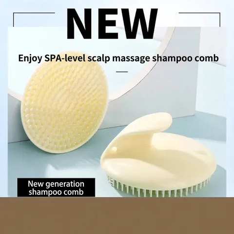 Scalp Massager Hair Washing Brush PE Resin Soft Bristle Head Massage Comb For Shower Home Bathroom Deep Cleaning Tool