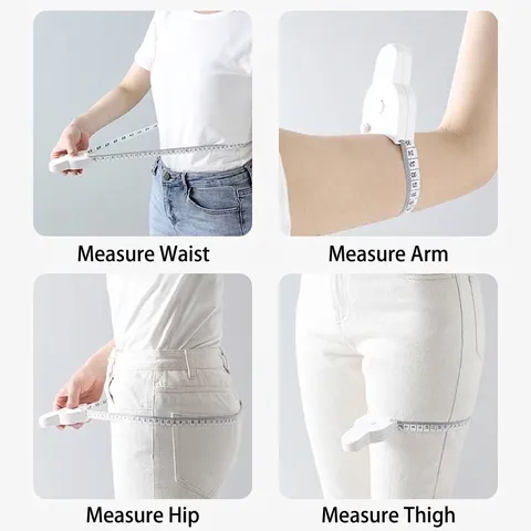 Metro a Nastro Telescopico Automatico per Misurazione Corpo Fitness e Vita Righello in Plastica ABS con Perno di Bloccaggio Bianco