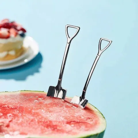 Creative Stainless Steel Shovel Spoon Cute Dessert Spoon Mirror Polished Coffee Stirring Scoop Silver Tableware For Fruit Cake
