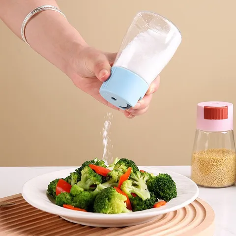 Kitchen Press-Type Quantitative Salt Dispenser Bottle Sealed Moisture-Proof Seasoning Jar Plastic Spice Container Kitchen Tool
