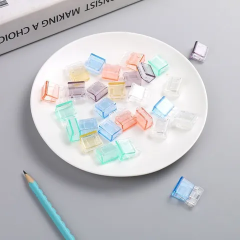 Transparent Candy Color Push Clips Paper Fastener Binder Clips Document Organizers For Office And School Stationery