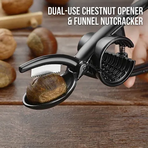 Manual Chestnut Opener And Nut Cracker Aluminum Alloy Walnut Sheller Ergonomic Handheld Peeling Tool Black