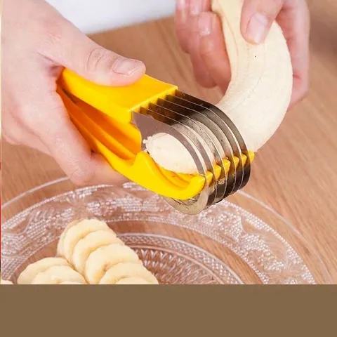 Edelstahl Bananenschneider Manueller Obst Wurstschneider Lebensmittelqualität Kunststoffgriff Multi Klinge Schneider Küche