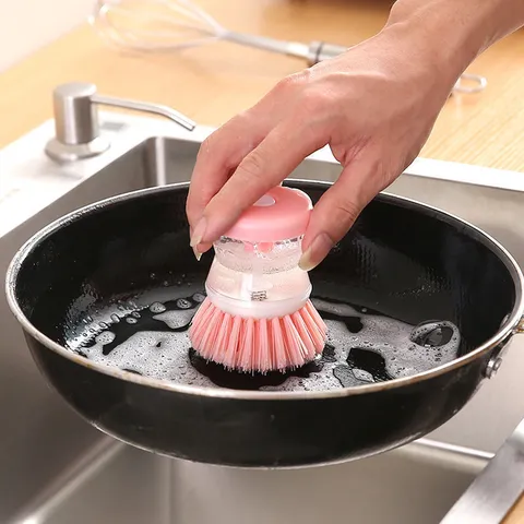 Hydraulic Dispensing Dish Brush Multifunctional Soap Dispensing Scrubber For Kitchen Pot Pan Cleaning Tool Decontamination Pot Brush