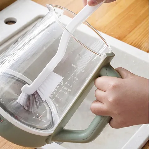Japanese Minimalist PP Long Handle L-Shaped Bottle Brush Multifunctional Kitchen Cleaning Brush For Vacuum Flask Baby Bottle Vegetable Seafood Clean