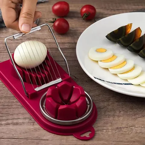 Edelstahl Zwei-In-Eins Eierschneider Multifunktionaler Fruchtteiler Mit Edelstahldrähten Kunststoffbasis Manueller Lebensmittel Teiler Für Eier Erdbeeren Kiwi Küchenhelfer