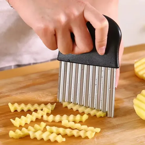 Edelstahl Wellenschneider Wellenmesser Für Kartoffeln Karotten Gemüse Obst Manueller Pommes-Frites-Schneider Mit Ergonomischem Griff Küchenhelfer