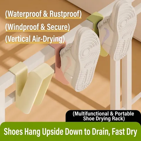Multifunctional Balcony Shoe Drying Rack Portable Plastic Shoe Hanger For Windowsill Railing Modern Minimalist Shoe Storage Organizer Set