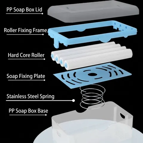 Multifunctional Soap Foaming Box With Drainage Holder Plastic Minimalist Soap Dish For Bathroom Kitchen Household Soap Case