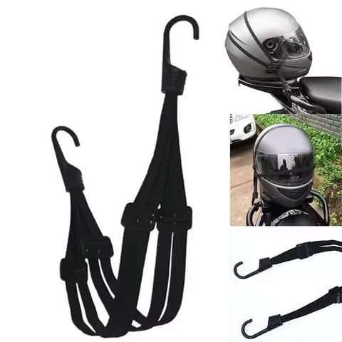 Motorcycle Helmet Bungee Cord Elastic Luggage Strap Reflective Bicycle Cargo Net Rope Adjustable Hooks Secure Bike Accessory
