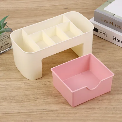 Desktop Cosmetic Storage Box With Drawer Plastic Makeup Organizer For Skin Care Stationery Home Dormitory Storage Box
