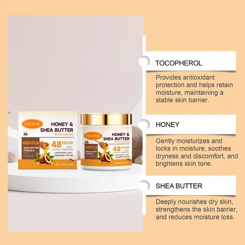 EELHOE Honey Shea Butter Body Cream Moisturizing Smoothing Hydrating Body Lotion Long Lasting Skin Care Nourishing Cream For Women