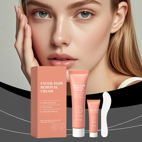 Facial Hair Removal Cream Kit With Soothing Lotion Spatula Botanical Formula Mild Deep Cleansing Skin Care Smooth Kit