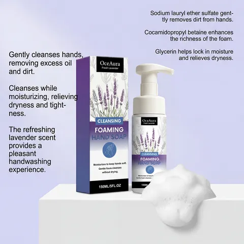 OceAura Sapone per le Mani in Schiuma alla Lavanda Pulizia Delicata Idratante Schiuma Lavaggio Mani per Cucina Bagno Casa