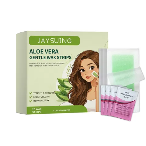 Aloe Vera Mild Hair Removal Wax Strips Set With Calming Wipes Gentle Depilatory Strips For Body Face Skin Smooth Care