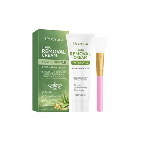 OceAura Gentle Aloe Vera Hair Removal Cream For Legs Arms Body Smooth Skin Soothing Cream With Scraper Tool