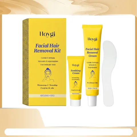 Kit de Crème Dépilatoire pour le Visage Formule Douce Pour Peaux Sensibles Épilation du Visage Efficace et Soin Apaisant Avec Ensemble de Grattoir