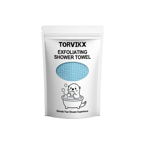 TORVIKX Exfoliating Shower Towel Polyester Gentle Cleansing Body Scrub Washcloth Portable Grid Bath Towel For Travel Bathroom