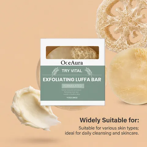 Savon Exfoliant Naturel à la Luffa OCEAURA Savon pour le Corps Avec Fibre de Luffa Pour une Hydratation Douce Peau Lisse