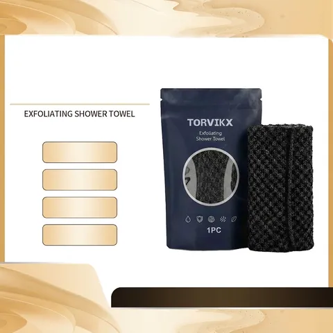 Torvikx Exfoliating Shower Towel Polyester Carbon Fiber Body Scrubber For Deep Cleaning Soft Skin Friendly Travel Bath Cloth Unisex