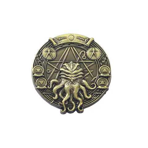 Vintage Cthulhu Mythos Necronomicon Badge Zinc Alloy Antique Bronze Brooch Horror Sea Monster Pentagram Pin Occult Jewelry For Men Women